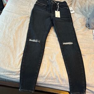 Good American Black Ripped Skinny Jeans